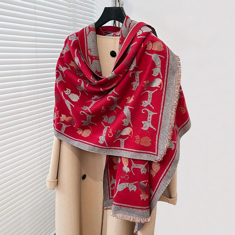 Kitten Air Conditioner Shawl Animal Texture Sweet Cute Little Fresh Lady Imitation Cashmere Warm Scarf