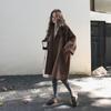 Женское шерстяное пальто средней длины, смесовое, свободного кроя, с карманами, однотонное, оверсайз, шерстяное пальто, женская зимняя верхняя одежда