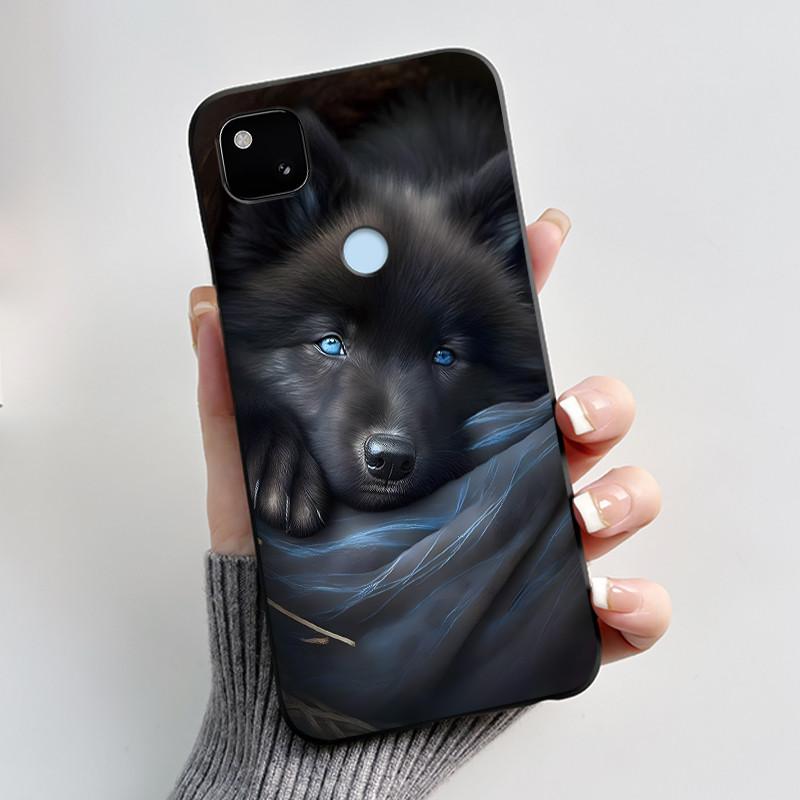 Для Google Pixel 4a 4G Чехол Роскошный Милый Кролик с Сердечками Забавный Мягкий Черный Матовый ТПУ Силиконовый Задний Защитный Чехол Тонкий