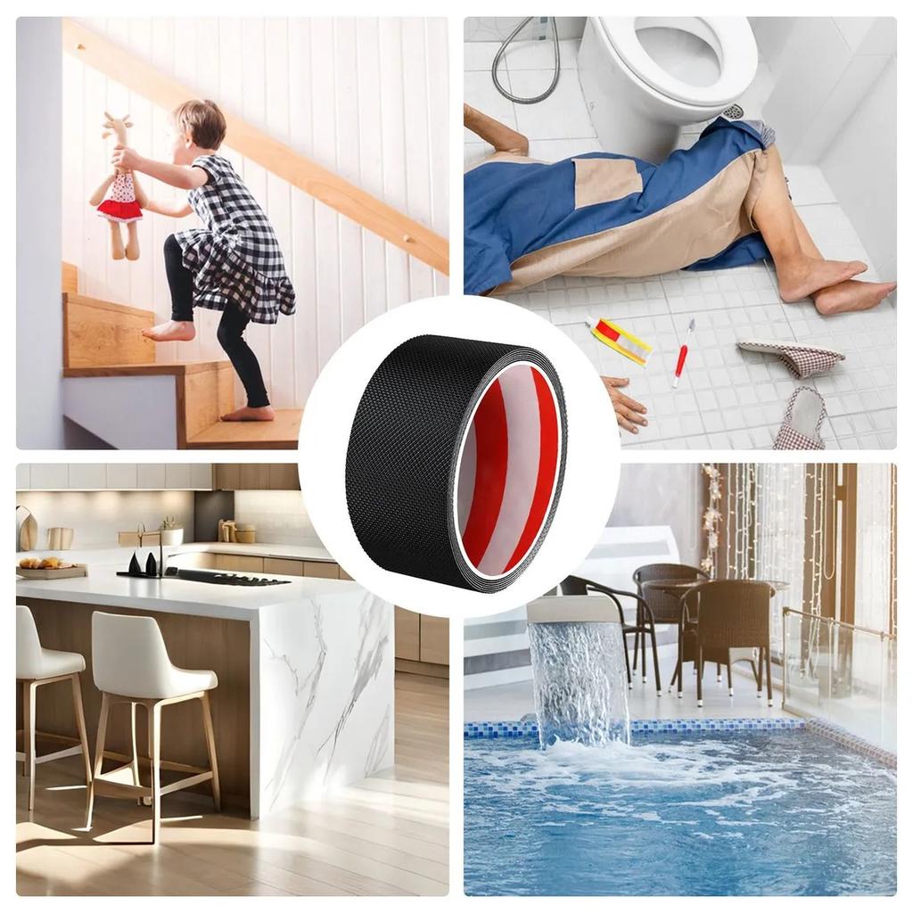 Sole Slip Rubber Pad, Black Pattern Slip Strip Slip Sticker, Shower Room, Bathroom Self Adhesive