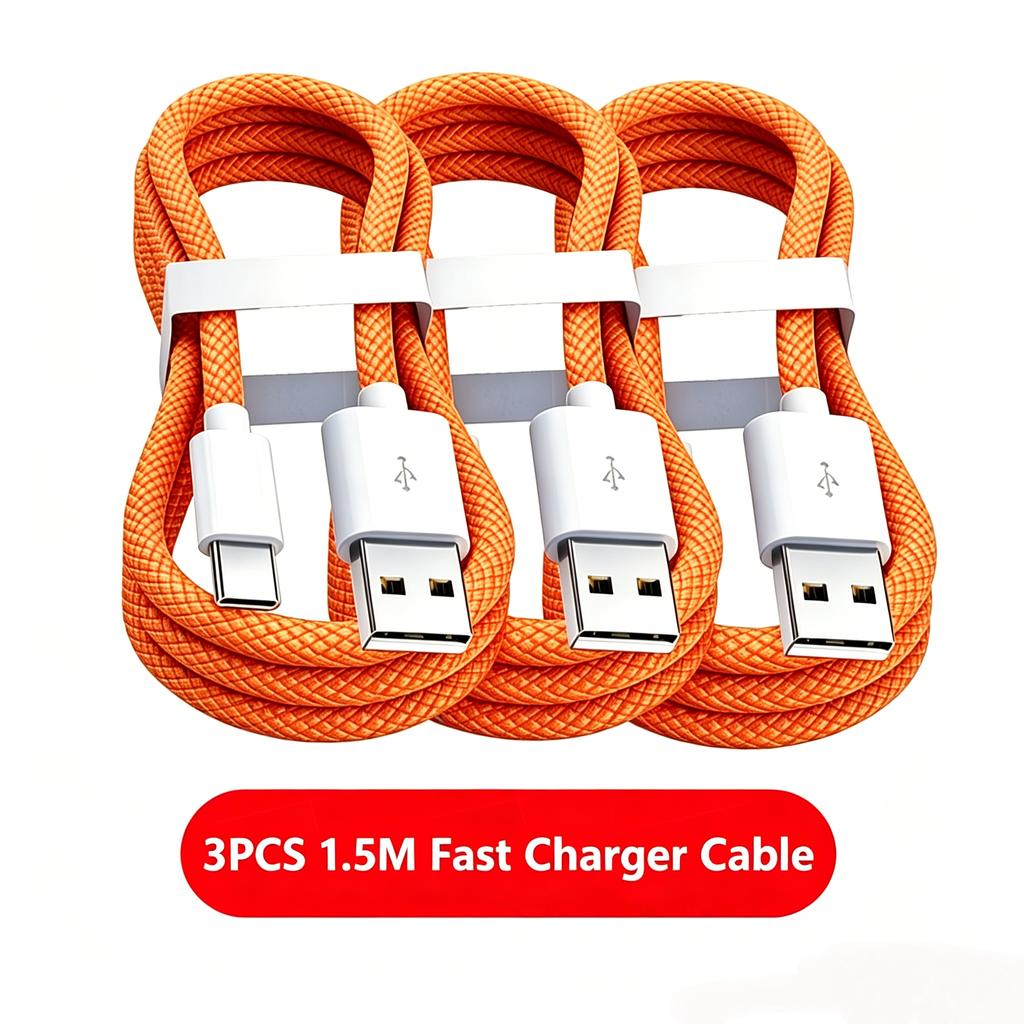 3PCS USB A Cable to USB C 240W Fast Charging Charger Cable Supports Fast Charging For iPhone 17 16 15 Samsung Huawei Xiaomi ETC