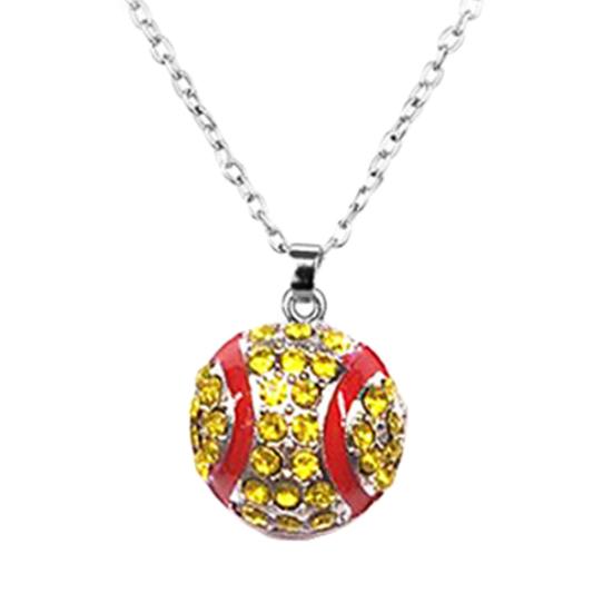 Unisex Rhinestone Basketball Rugby Soccer Pendant Chain Necklace Jewelry Gift