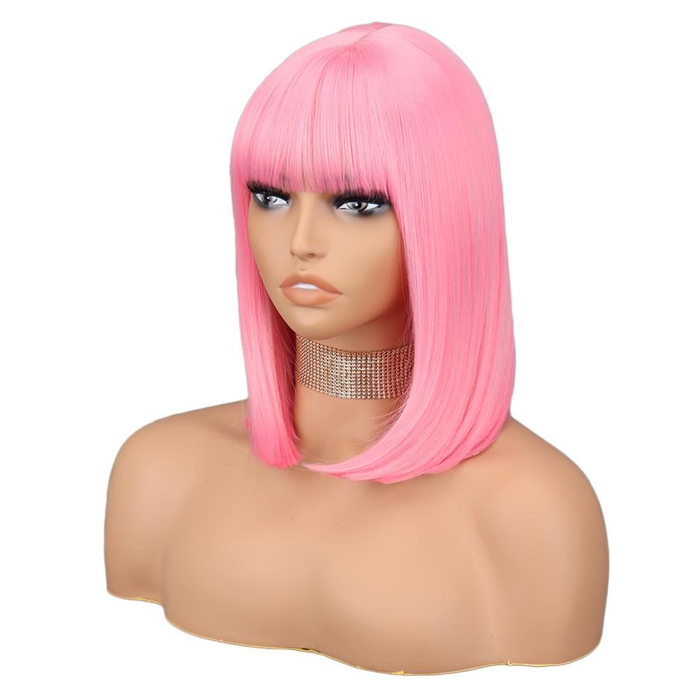 LISI HAIR Короткие парики Боб лавандового фиолетового цвета с челкой Синтетический красочный парик для косплея на каждый день для женщин из натуральных волос