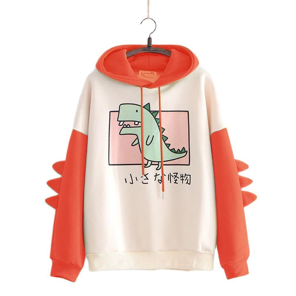 Cute Dinosaur Hoodies Women Sweatshirt Pullovers Tops Harajuku Hooded Girls Female Teens Hooded Clothes 2023