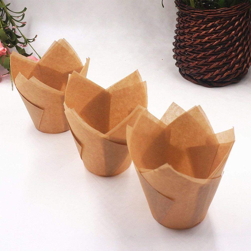 Обертки для маффинов, круглые формы, кондитерские формы для выпечки, вкладыши, чашки для кексов, бумажные формы для выпечки, 50 шт./набор, форма тюльпана