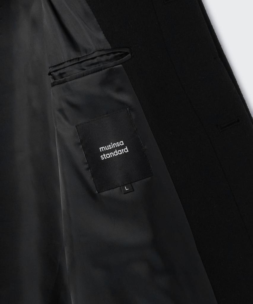 Musinsa Standard Wool Blend Oversized Long Pocket Balmacaan Coat [Black]