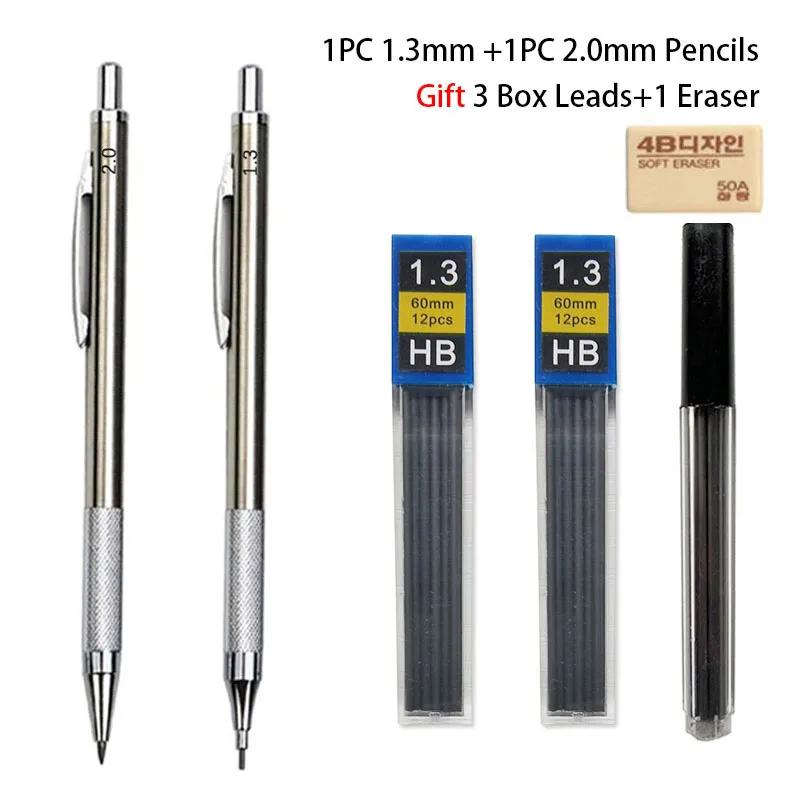 0.3 0.5 0.7 0.9 1.3 2.0 3.0mm Mechanical Pencil Full Metal Art Drawing Painting Automatic Pen Office School Supply Stationery