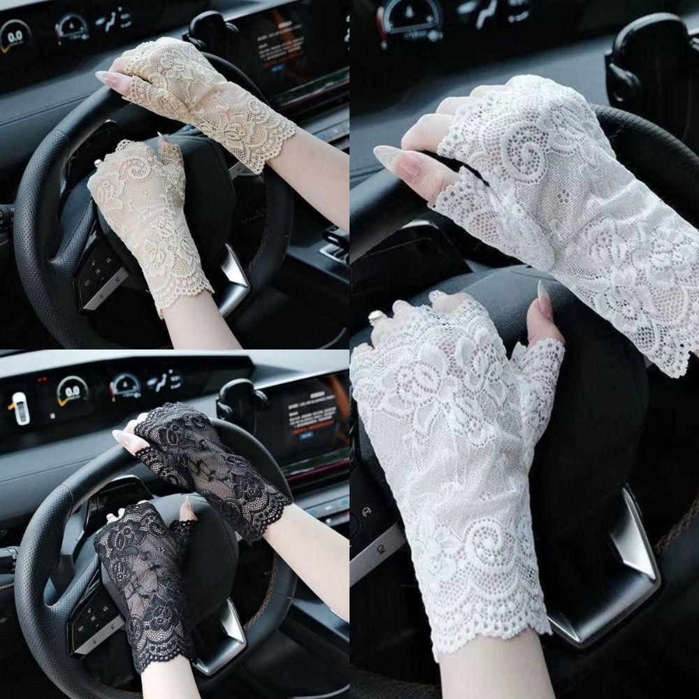 Summer Thin Style Half-finger Gloves UV Protection Sun Protection Gloves Driving Riding
