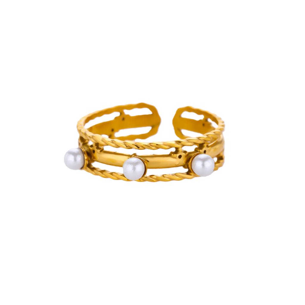 Геометрические многослойные кольца с жемчугом для женщин, из нержавеющей стали, штабелируемые, асимметричные, свадебные, рождественские, подарочные