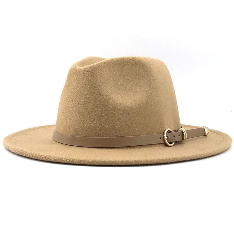 New Men Women Flat Brim Panama Style Wool Felt Jazz Fedora Hat Cap Gentleman Europe Formal Hat White Floppy Trilby Party Hat