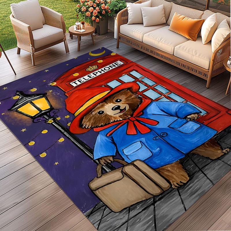 Paddington Bear Print Rug, Washable Floor Carpet, For Entryway Dorm Laundry Room Office Study, Home Decor Birthday Christmas Gift