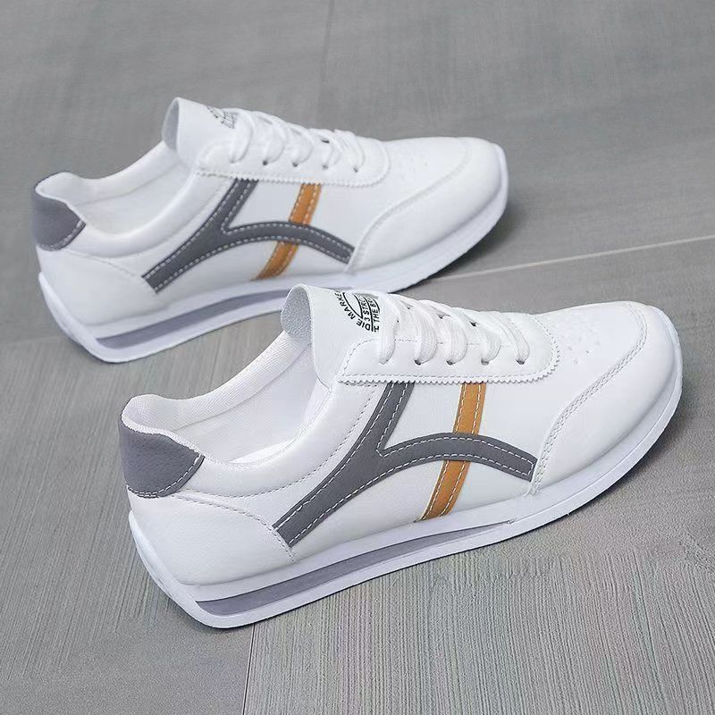 Womens Flat White Shoes With Rubber Sole And Mesh Lining Suitable For Sports And Casual Wear