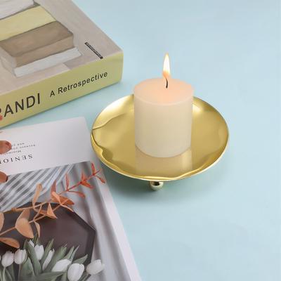Подсвечник Круглый Подставка для свечей Свадебная вечеринка Фестивальное украшение Столбовой Моющаяся тарелка Домашний Отель Золотой
