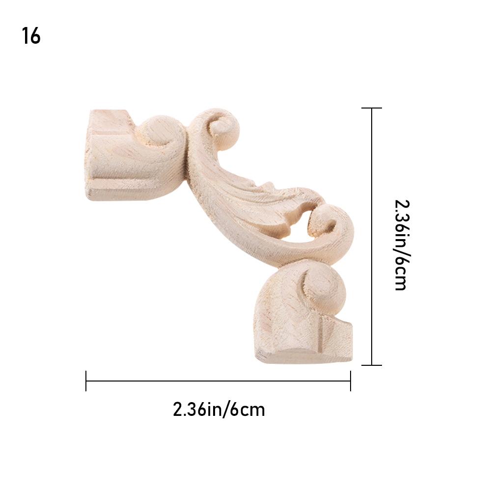 Oak Door Decor Crafts Corner Applique Onlay Decal Carved Wave Flower Decorative Wood Appliques