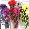 2Pcs Hanging Artificial Violet Flower UV Resistant Realistic Fake Silk Flower Vine Wedding