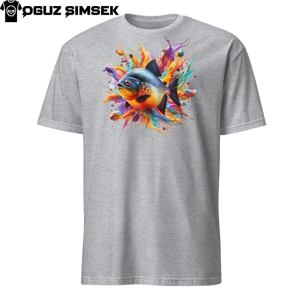 Colorful Piranha Fish Trout Short Sleeve Unisex T-Shirt | Splash of Color Tee