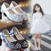 Kids High Heels Little Girl Leather Shoes Soft Bottom Princess Footwear Children's Crystal Shoes Flash Dance Party Wedding Shoes