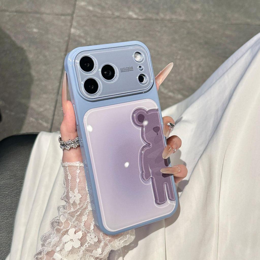 Градиентный Медведь 3D Мультяшный Чехол для iPhone 17 Pro Max - Модный Защитный Чехол