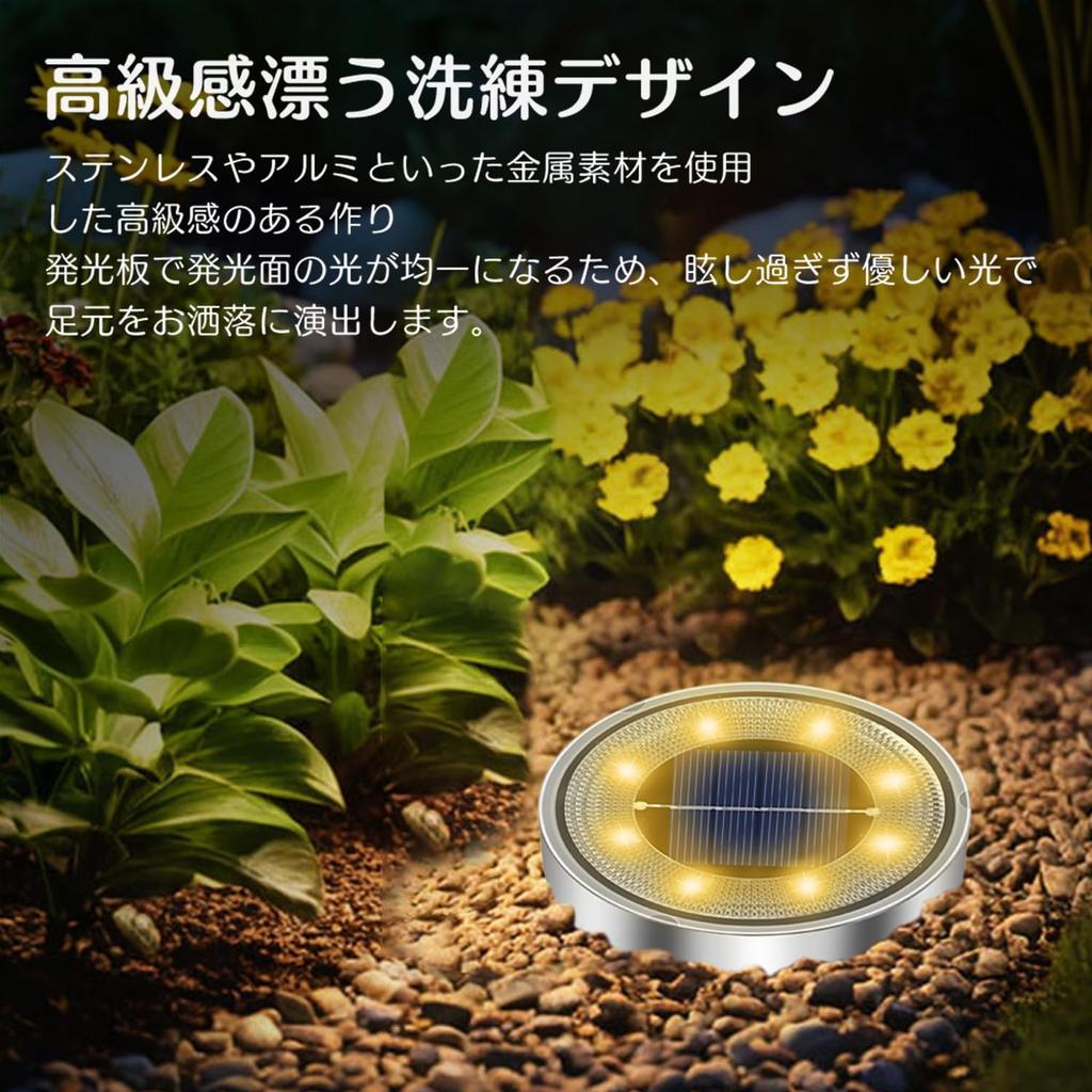 Outdoor Solar Lights, IP68 Waterproof, Recessed Garden Lights, Automatic OnOff, Light Sensor, Solar Panel Charging, High Brightness LED, Easy