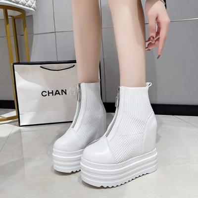 2024 Горячая Распродажа Женская Обувь Женские Ботинки Спереди Молния Модные Круглые Носки Современные Ботинки Женские Новые Ботинки Большого Размера На Платформе Ботильоны