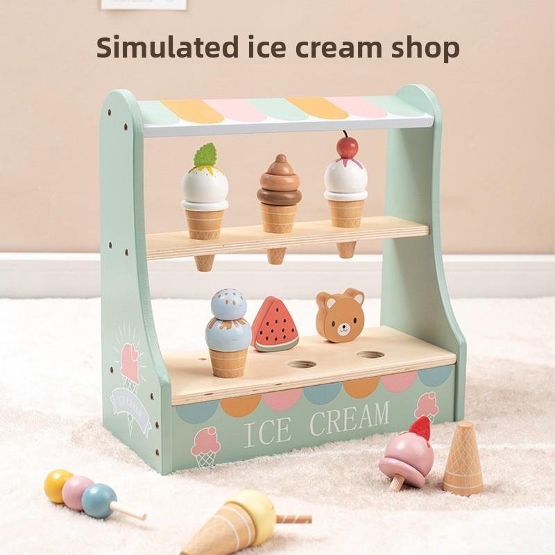 Simulated Ice Cream Shop Toy For Children With Wooden Food Accessories And Role Play Scenario