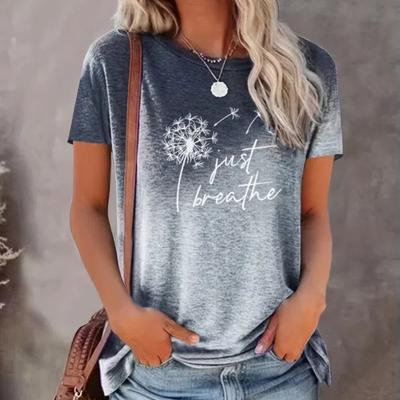 Летняя футболка с 3d принтом Just Breathe с принтом одуванчика, повседневные топы с круглым вырезом и короткими рукавами, трендовая уличная женская одежда