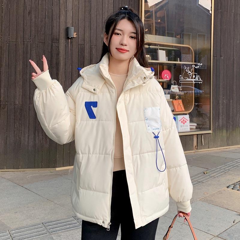 Winter down cotton-padded jacket women's year design sense niche student hooded thickened cotton-padded jacket bread jacket