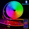 12 В Bluetooth неоновые светодиодные ленты водонепроницаемые Fleixble светодиодные ленты RGB для спальни, домашнего декора комнаты с адаптером ЕС или США