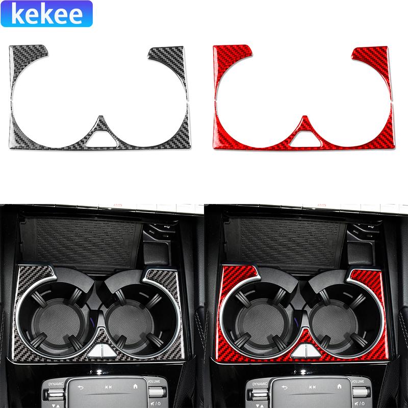 For Mercedes Benz GLE W167 Accessories -2024 Center Cup Holder Decal Trim Real Carbon Fiber Cover Stickers Car Interior