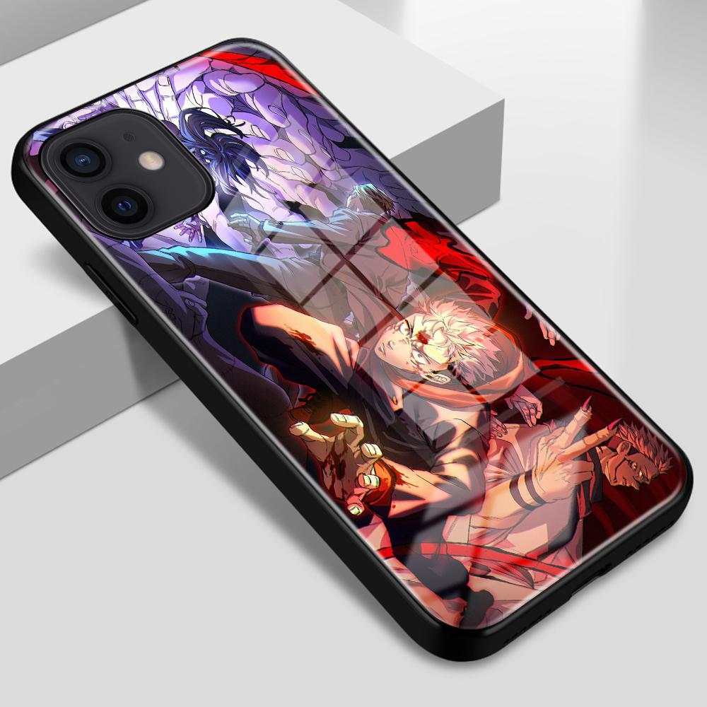 Чехол для телефона для IPhone 14 13 12 11 Pro XS Max 12 13 Mini XR X 8 7 6 6S 14 Plus SE стеклянный чехол аниме мультфильм дзюдзюцу кайсен чехол