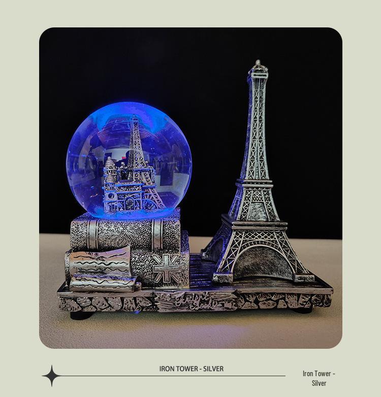 Креативный светящийся шар со снегом Эйфелева башня Музыкальная шкатулка - Ретро Декор для рабочего стола