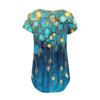 Women Tunic Tops Dressy Casual Summer Short Sleeve Shirts Loose Fit Pleated Boho Top