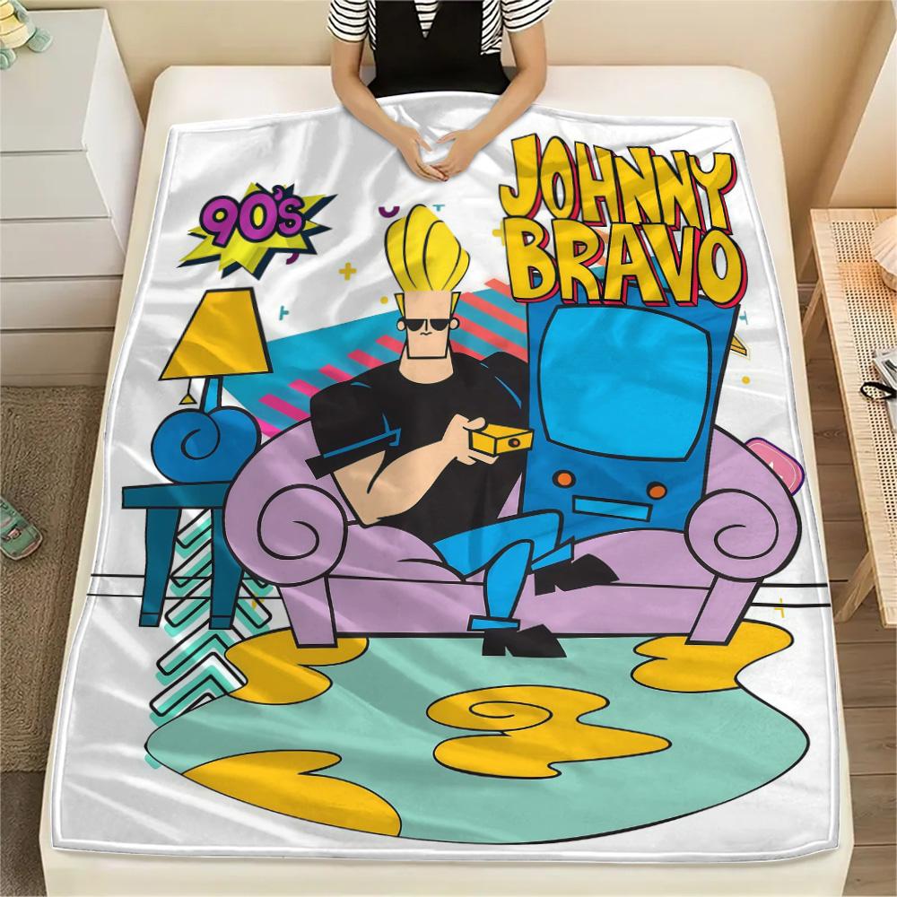 Johnny Bravo Flannel Blanket, High quality Comfortable for All Seasons, Home Decor, Warmth and Comfort