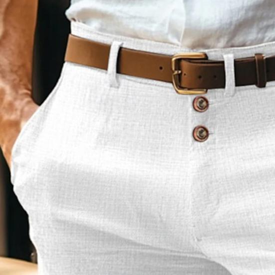 Men Shorts Mid-rise Buttons Zipper Fly Solid Color Shorts with Pockets Straight Leg Summer Casual Shorts Daily Wear