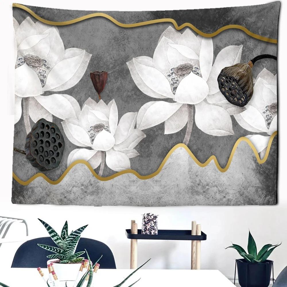 Узор Lotus Koi Модный домашний декор Гобелен Гостиная Спальня Гобелен