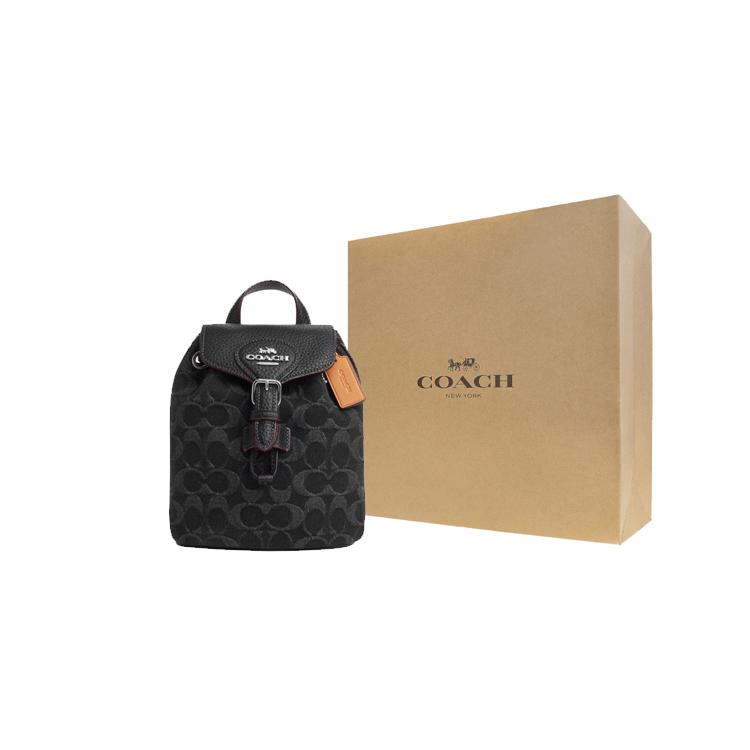 COACH Amelia Canvas With Cow Leather Backpack Small Womens Black