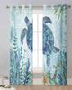 Ретро Морская жизнь Черепаха Водоросли Морская звезда Якорь Прозрачные шторы для гостиной Шторы на окна Кухонные шторы Тюль Вуаль