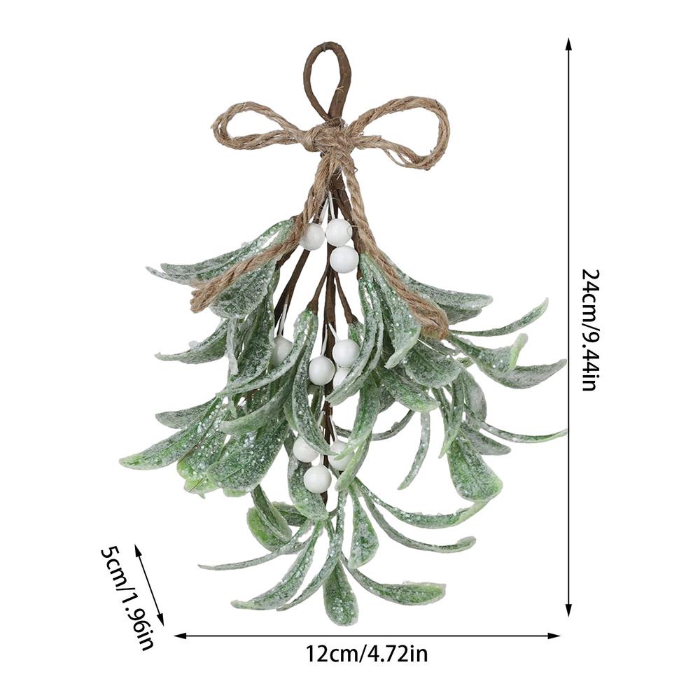 Frosted Artificial Mistletoe Fake Sprigs Bunches Stems Green Plastic Faux Mistletoe Plant For Home Winter Indoor Decoration