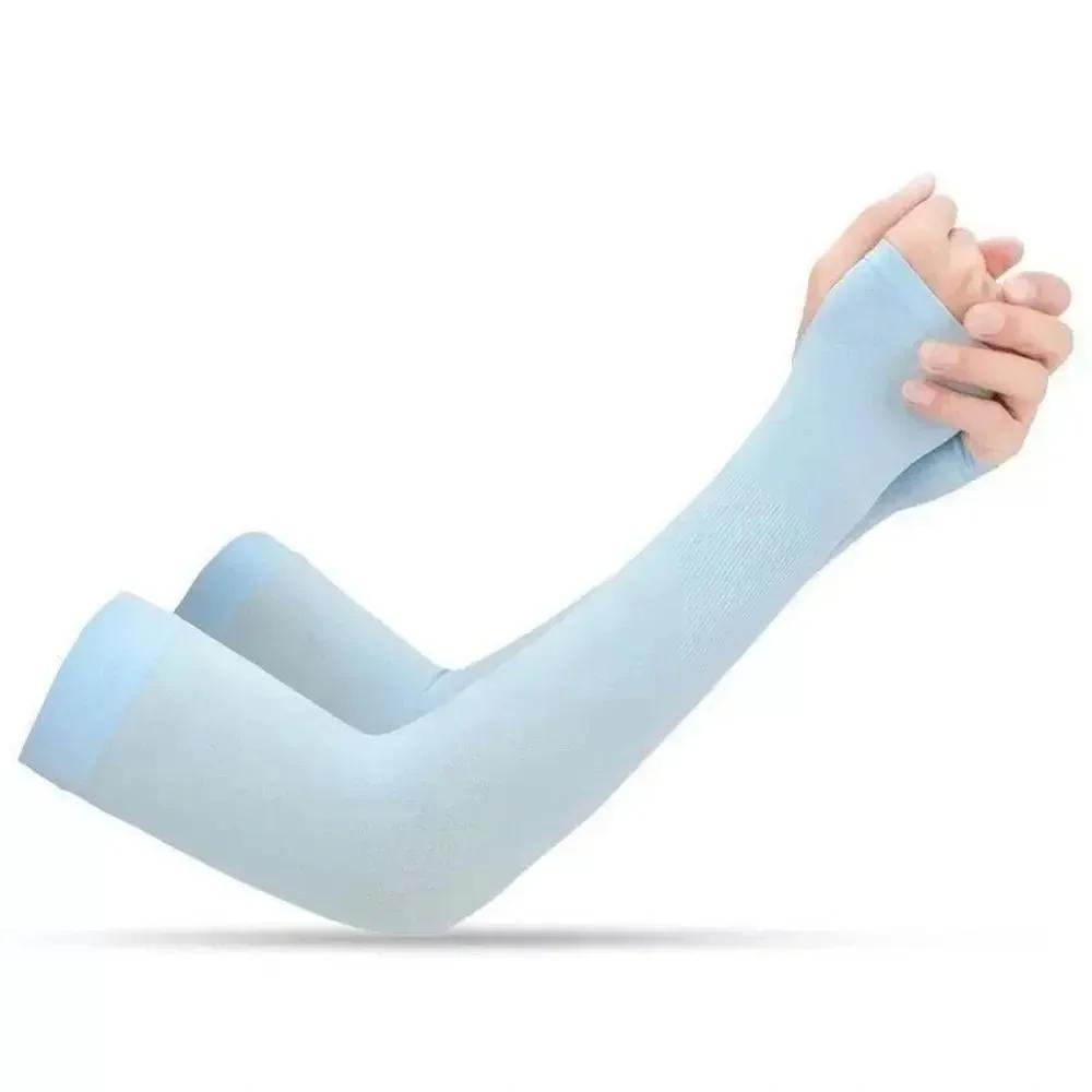 Unisex Cooling Sun Protection Arm Sleeves Fingerless Long for Cycling Fishing Outdoor Anti-Sunburn Sports Cuffs