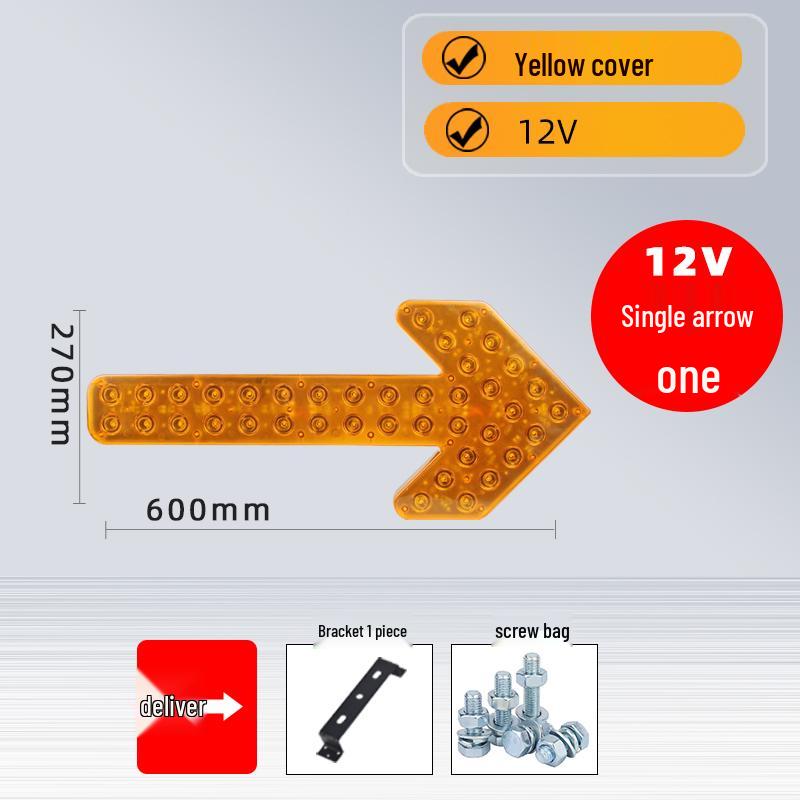 LED Directional Arrow Light 12V/24V for Trucks - Engineering, Construction, Warning, and Strobe Indicator.