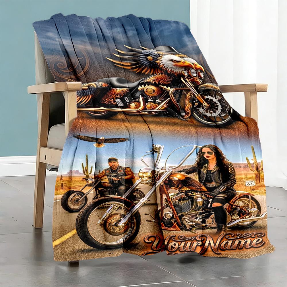 Harley-davidson Motorcycles Personalized Text Blanket Multi-purpose Personalized Blanket Comfortable for Livingroom Chair Bed Sofa for All Occasions