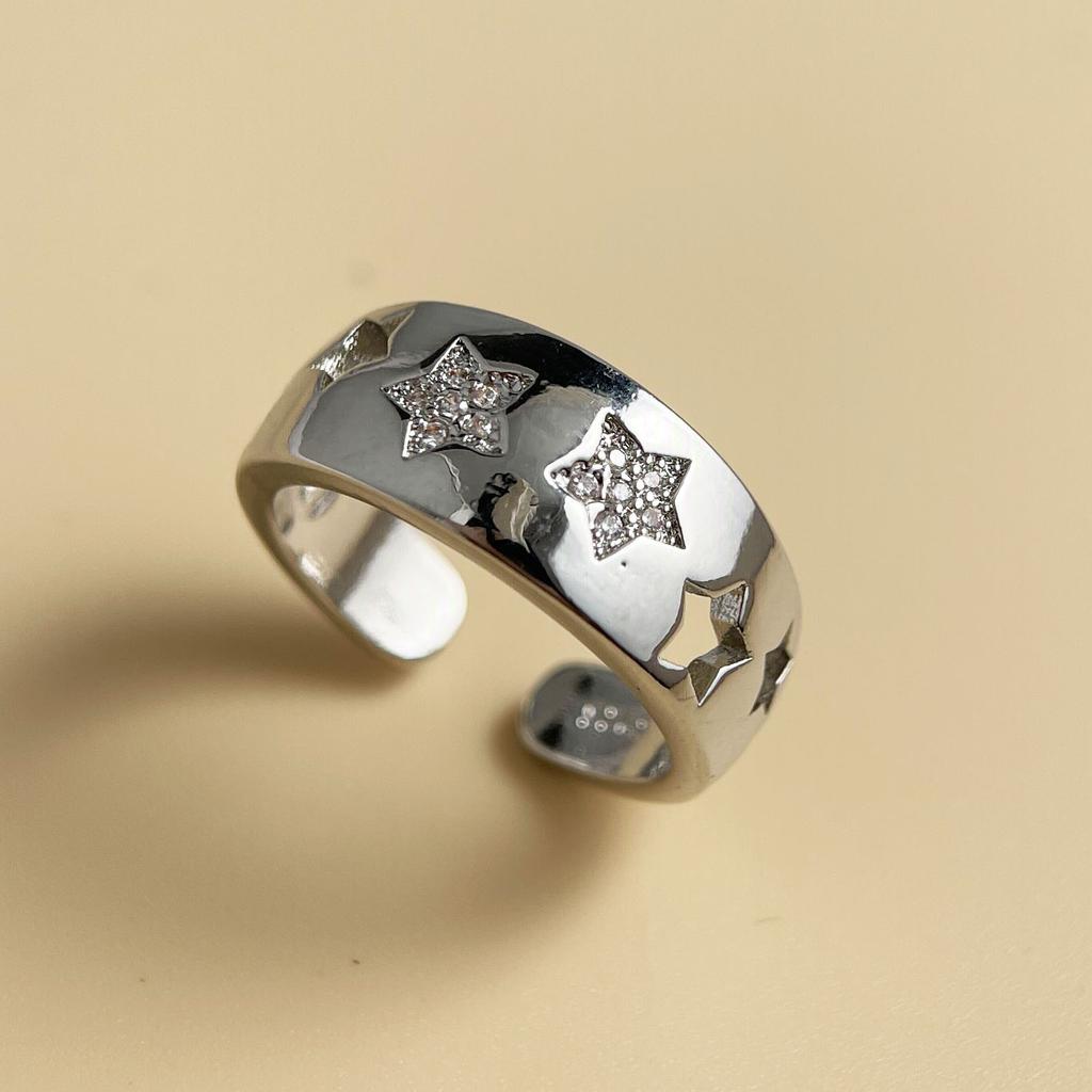 925 Sterling Silver Rings for Women Men Couple Minimalist Handmade Star Zircon Ring Party Jewelry Gift Prevent Allergy