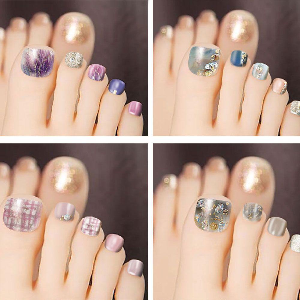 Водонепроницаемые самоклеящиеся наклейки для маникюра с полным покрытием, украшения для ног в стиле Fresh Style, наклейки для ногтей на ногах