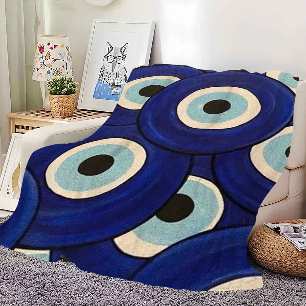 Turkish Lucky Blue Evil Eyes Blanket Skin friendly comfort warm soft plush blanket suitable sofa living room office bedroom