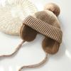 Yousheng Children Hat Thickened Wool Knit Hat with Pom-Pom Ball Decor Extended Ear Flaps Design Fleece Lining Warm Winter Hat