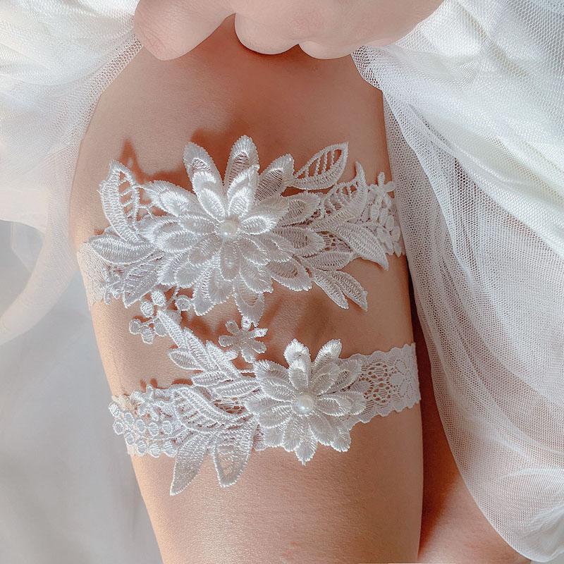 SLBRIDAL сексуальные кружевные цветы со стразами и жемчугом, свадебные подвязки, свадебные подвязки на бедро, кольцо для женщин/женщин/невесты