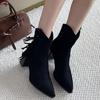 Fringe Sexy Pointed Toe Ankle Boots Women High Heels Shoes 2025 Trend Suede Designer New Zipper Chelsea Boots Pumps Mujer Botas