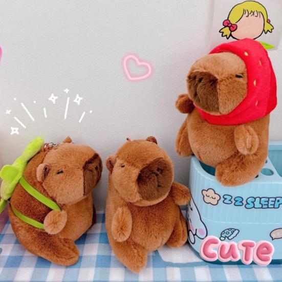 Брелок с набивной капибарой и подвесной пряжкой, милый мягкий нечеткий мини-плюшевый брелок для ключей в форме животного, держатель для ключей, брелок для взрослых, сексуальная одежда