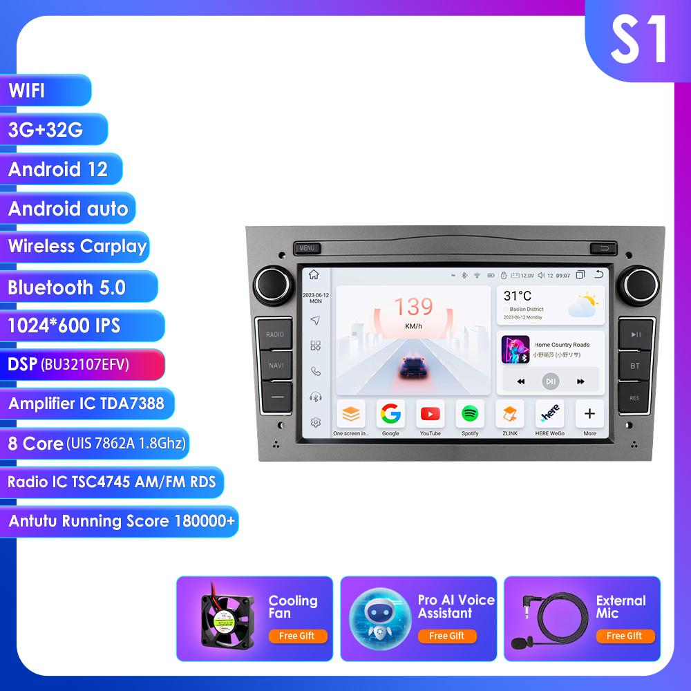 OSSURET Intelligent 8G 128G Android 12 Car Radio For Opel Astra H J 2004 Vectra Vauxhall Antara Zafira Corsa C D Vivaro Meriva 4G Carplay GPS Player