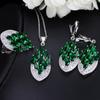 Charm Jewelry Set Earring Ring Necklace with Emerald Gemstone 925 Silver Accessories for Women Wedding Engagement